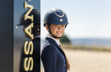 Buy Charles Owen EQX Kylo Navy Matte & Rose Gold Adjustable Riding Hat| Online for Equine