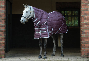 Buy WeatherBeeta Maroon/Grey/White ComfiTec PP Channel Quilt II 220g Detach-A-Neck Stable Rug| Online for Equine