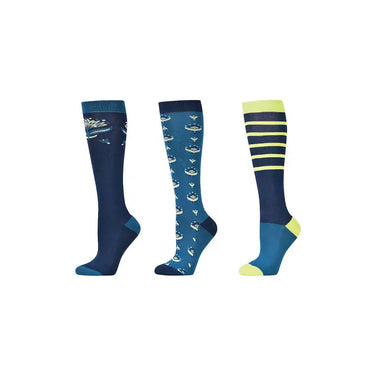 Dublin Adults 3 Pack Socks - Navy Tulips