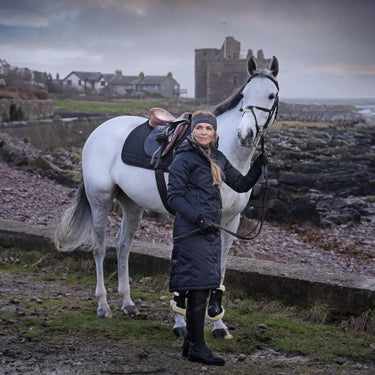 Buy the Shires Aubrion Charcoal Halcyon Waterproof Long Coat | Online for Equine