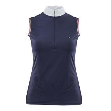 Buy the Shires Aubrion Ladies Arcaster Sleeveless Navy Show Shirt | Online for Equine