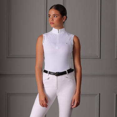 Buy the Shires Aubrion Ladies Newbel Sleeveless White Show Shirt | Online for Equine