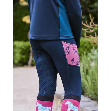 Dublin Kids Everyday Riding Tights - Navy Horses