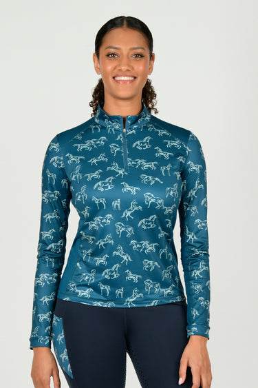 Dublin Ladies Autumn Sally Legion Blue Long Sleeve Riding Top