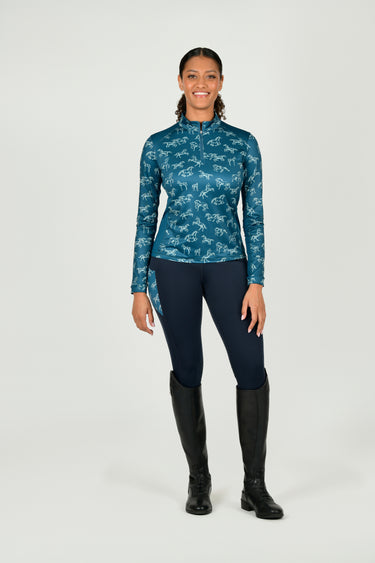 Dublin Ladies Autumn Sally Legion Blue Long Sleeve Riding Top