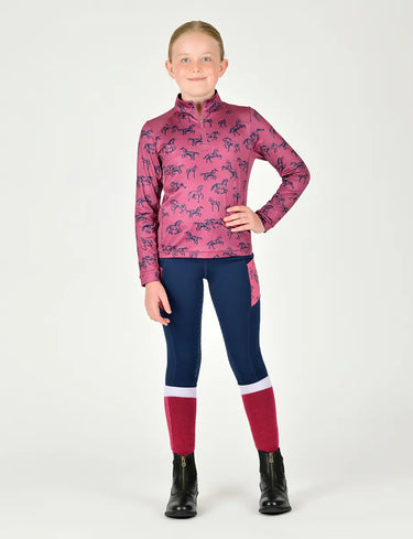 Buy Dublin Girls Autumn Sally Frolicking Horses Long Sleeve Base Layer| Online for Equine