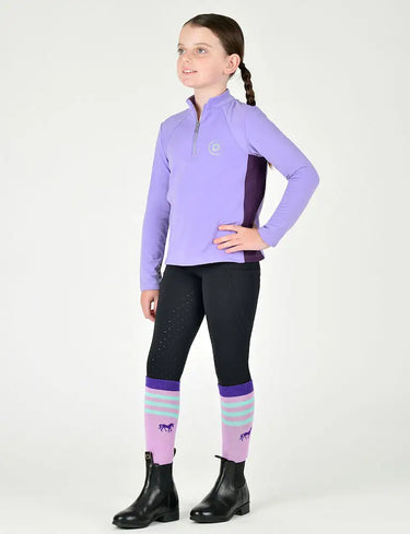 Dublin Girls Long Sleeve Purple Brushed Base Layer Top