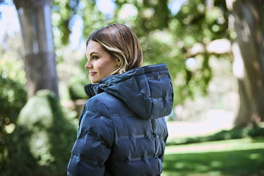 Buy the WeatherBeeta Navy/Iris Helsinki Heat Seal Quilted Jacket | Online for Equine