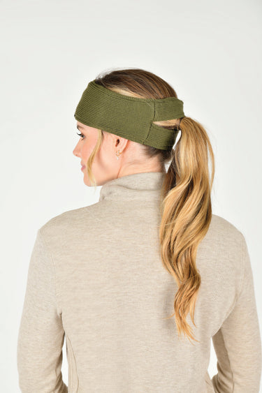 Buy the WeatherBeeta Olive Night Fleece Lined Ponytail Headband | Online for Equine