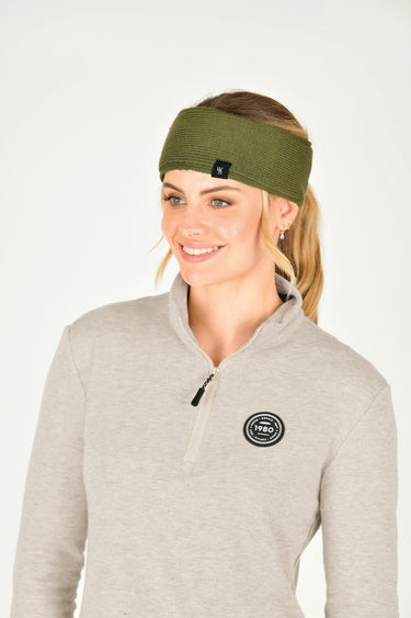 Buy the WeatherBeeta Olive Night Fleece Lined Ponytail Headband | Online for Equine