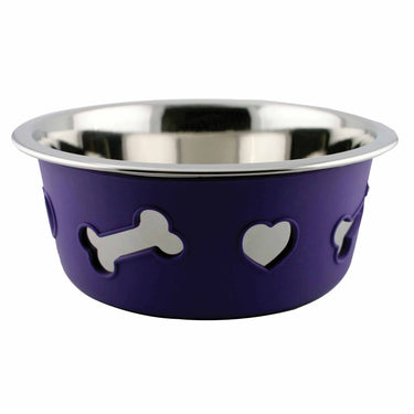 Buy Weatherbeeta Non-Slip Stainless Steel Silicone Bone Dark Purple Dog Bowl | Online for Equine