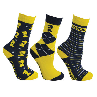 Lancelot Socks by Little Knight (Pack of 3)-One Size (8-12)-Navy/Yellow