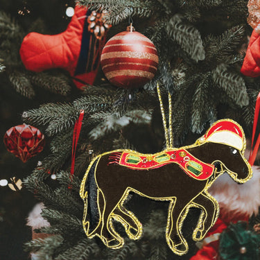 Buy the Equetech Bay Horse Beaded Embroidered Christmas Tree Decoration | Online for Equine