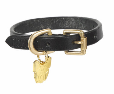 Digby & Fox Black Flat Leather Dog Collar