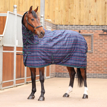 Buy the Shires Tempest Plus Navy Tartan 100g Combo Stable Rug | Online for Equine