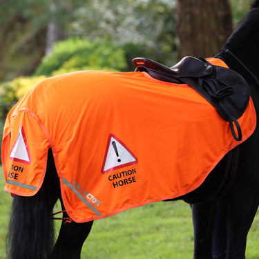 Buy the Shires Equi-Flector Orange Caution Horse Mesh Exercise Sheet | Online for Equine