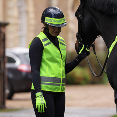 Buy the Shires Equi-Flector Yellow Caution Horse Hi Vis Safety Vest | Online for Equine