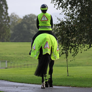 Buy the Shires Equi-Flector Yellow Caution Horse Mesh Exercise Sheet | Online for Equine