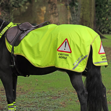 Buy the Shires Equi-Flector Yellow Caution Horse Waterproof Exercise Sheet | Online for Equine