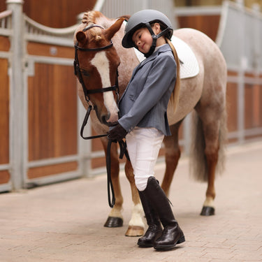 Buy the Shires Aubrion Storm Grey Young Rider Newton Show Jacket | Online for Equine