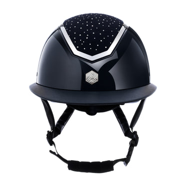 Charles Owen EQX Kylo Navy Gloss & Silver Crystal Wide Peak MIPS Adjustable Riding Hat