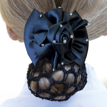 Equetech Black Ladies Dressage Rosette Ribbon Bow & Net