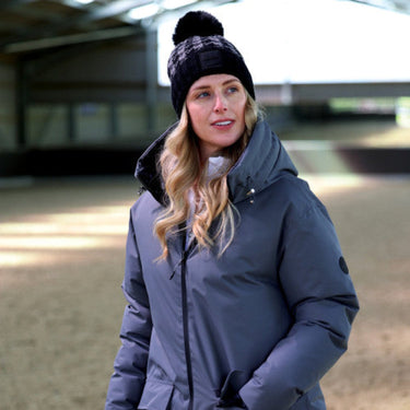 Buy the Equetech Houndstooth Waterproof Knit Pom-Pom Hat | Online for Equine