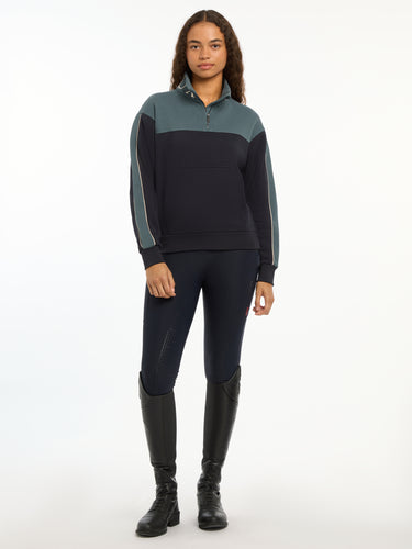 Buy the LeMieux Ladies Navy/Petrol Kali Quarter Zip Sweater | Online for Equine