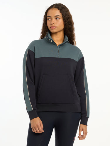 Buy the LeMieux Ladies Navy/Petrol Kali Quarter Zip Sweater | Online for Equine