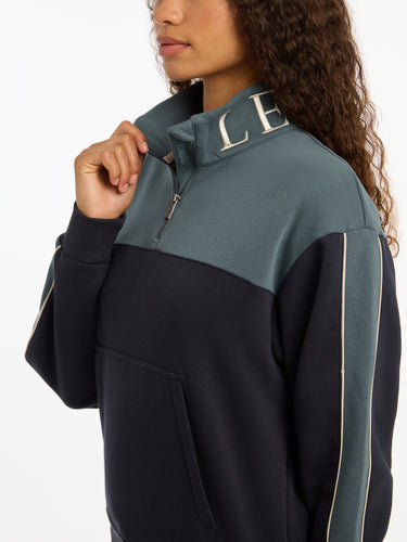 Buy the LeMieux Ladies Navy/Petrol Kali Quarter Zip Sweater | Online for Equine