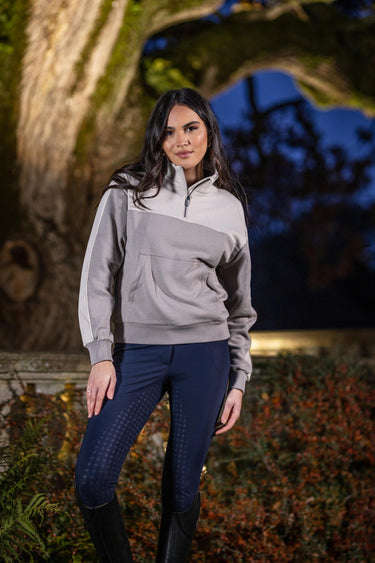 Buy Le Mieux Ladies Ash/Stone Kali Quarter Zip Sweater | Online for Equine