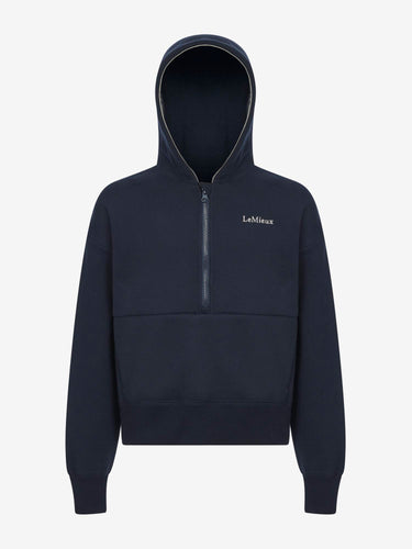 Buy the LeMieux Young Rider Navy Hettie Half Zip Hoodie | Online for Equine