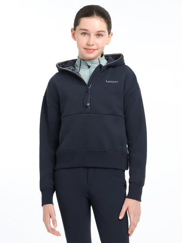 Buy the LeMieux Young Rider Navy Hettie Half Zip Hoodie | Online for Equine