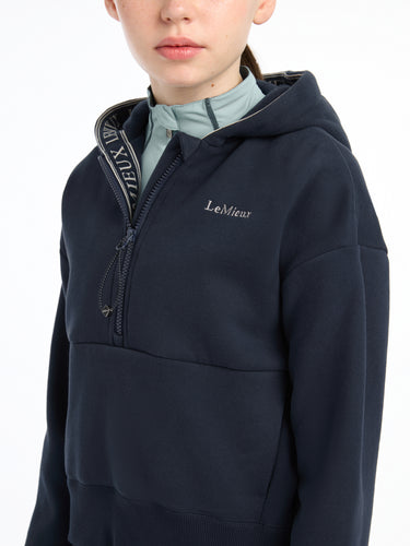 Buy the LeMieux Young Rider Navy Hettie Half Zip Hoodie | Online for Equine