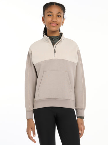 Buy the LeMieux Young Rider Ash/Stone Kate Quarter Zip Sweater | Online for Equine