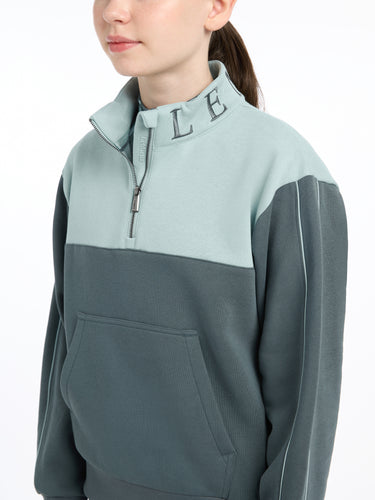 Buy the LeMieux Young Rider Petrol/Glacier Kate Quarter Zip Sweater | Online for Equine