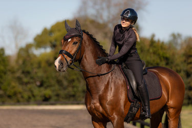 Buy the LeMieux Cinder Dressage Suede Square | Online for Equine