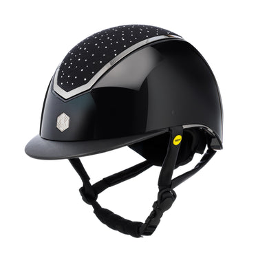 Charles Owen EQX Kylo Black Gloss & Chrome Crystal MIPS Adjustable Riding Hat