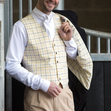 Buy Equetech Men's Gold / Black Classic Tattersall Check Waistcoat | Online for Equine