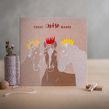 Deckled Edge "Three Wise Mares" Horse Christmas Card