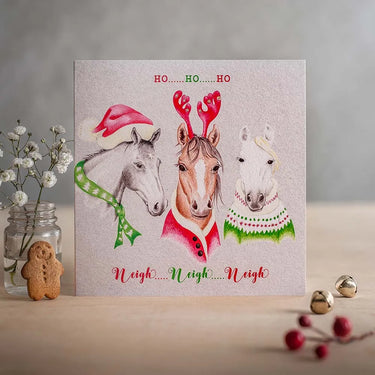 Deckled Edge "Ho Ho Ho" Horse Christmas Card