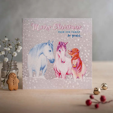 Deckled Edge "From Our Family to Yours" Horse Christmas Card