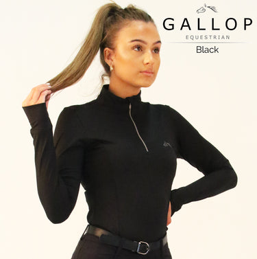 Gallop Ladies Long Sleeve Zipped Neck Base Layer