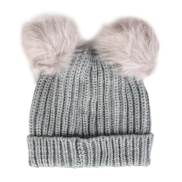 Ladies Beanie Hat with Pom Poms