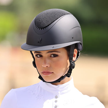 Karben Black Lia Ellipse Wide Peak Crystal Adjustable Riding Hat