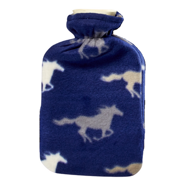 Platinum Fleece Hot Water Bottle-Navy Horse