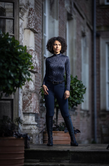 Buy the Le Mieux Ladies Navy Fleur Base Layer | Online for Equine