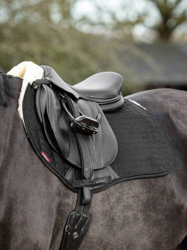 Buy LeMieux Merino+ Black / Natural Half Lined EuroJump Square| Online for Equine