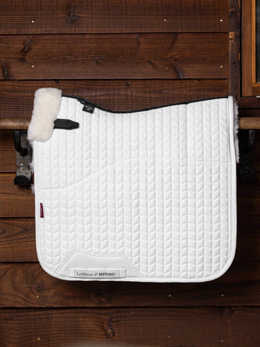 Buy LeMieux Half Lined White Merino+ Cotton Dressage Square| Online for Equine