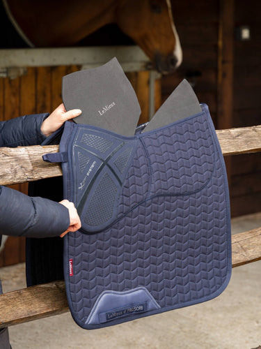 Buy the LeMieux Navy ProSorb Plain 2 Pocket Dressage Square | Online for Equine